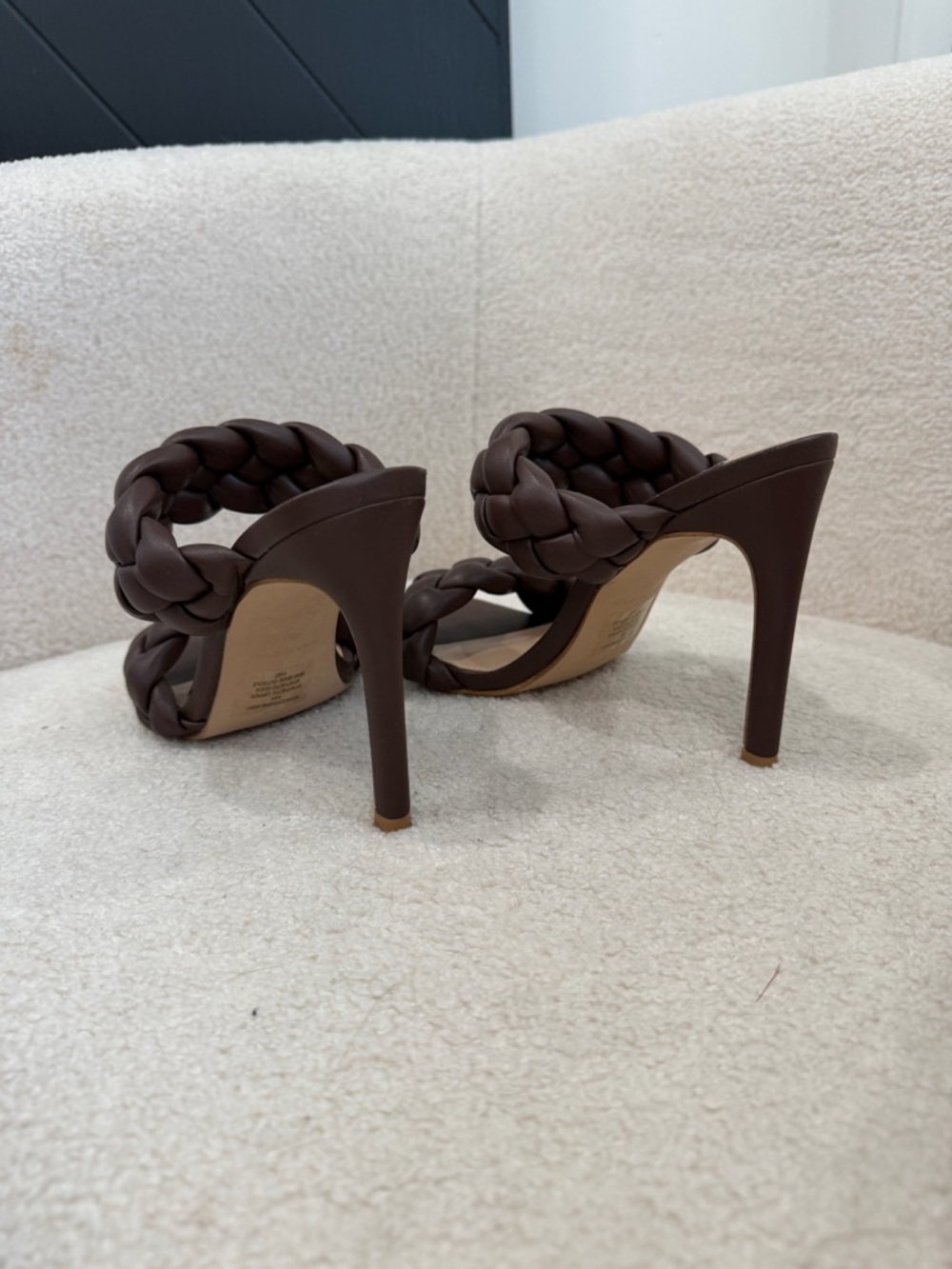 Steve Madden Braided Double-Strap High Heel Sandals - Dark Brown - Picture 14 of 16